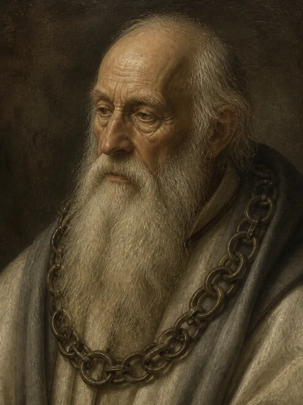 Painted portrait of Grand Maester Pycelle